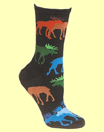 Moose on Black Socks from Critter Socks